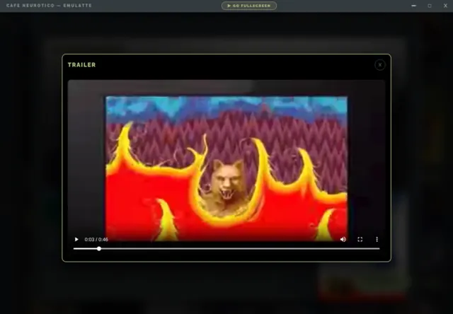 A game trailer playing in the built-in video player